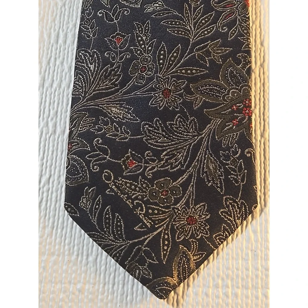 Vtg Oscar de la Renta Silk Tie Blue Gold Paisley 57